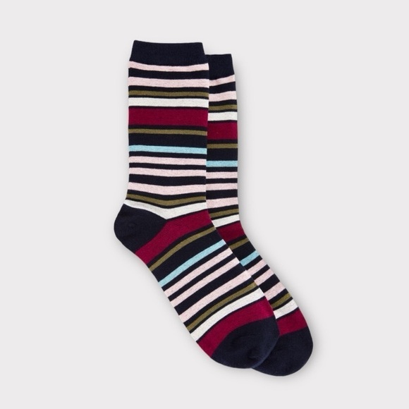 Talbots Trouser Socks Indigo Multi Stripe Nwt - Picture 1 of 1